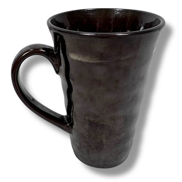 Joseph Abboud Cafe Au Lait Tall Latte Mug 5.5" Brown Round Glossy Stoneware - Picture 1 of 8